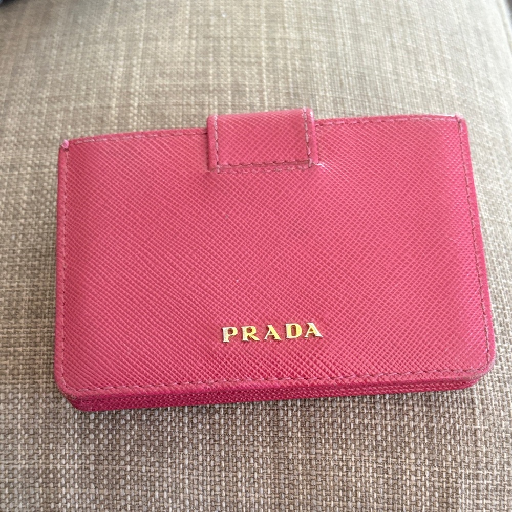 Prada Pink Card Holder with Gold Logo